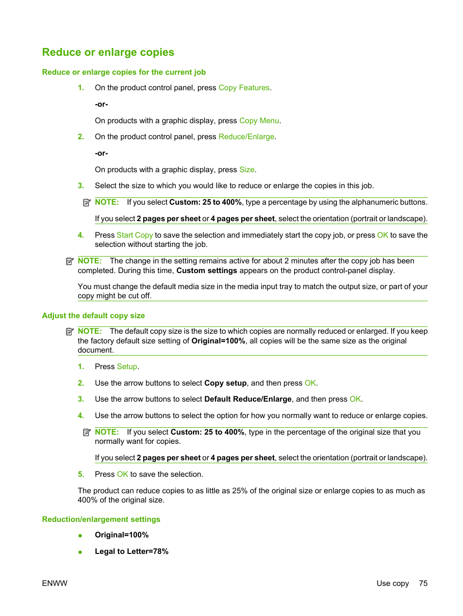 Reduce or enlarge copies | HP CM1312 MFP Series User Manual | Page 87 / 276