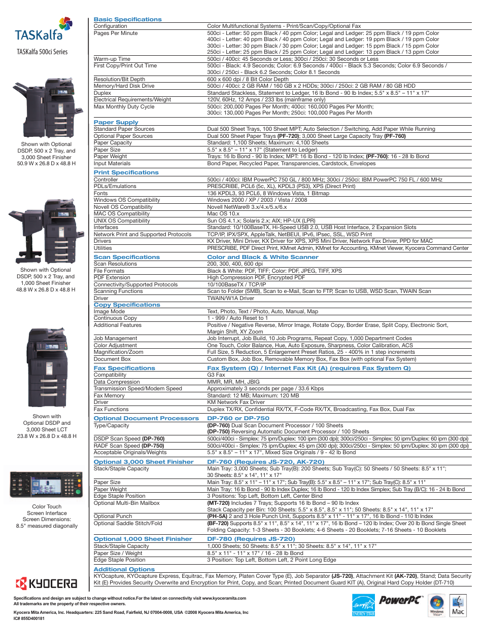 Taskalfa 500ci series | Kyocera TASKalfa 500ci Series User Manual | Page 8 / 8