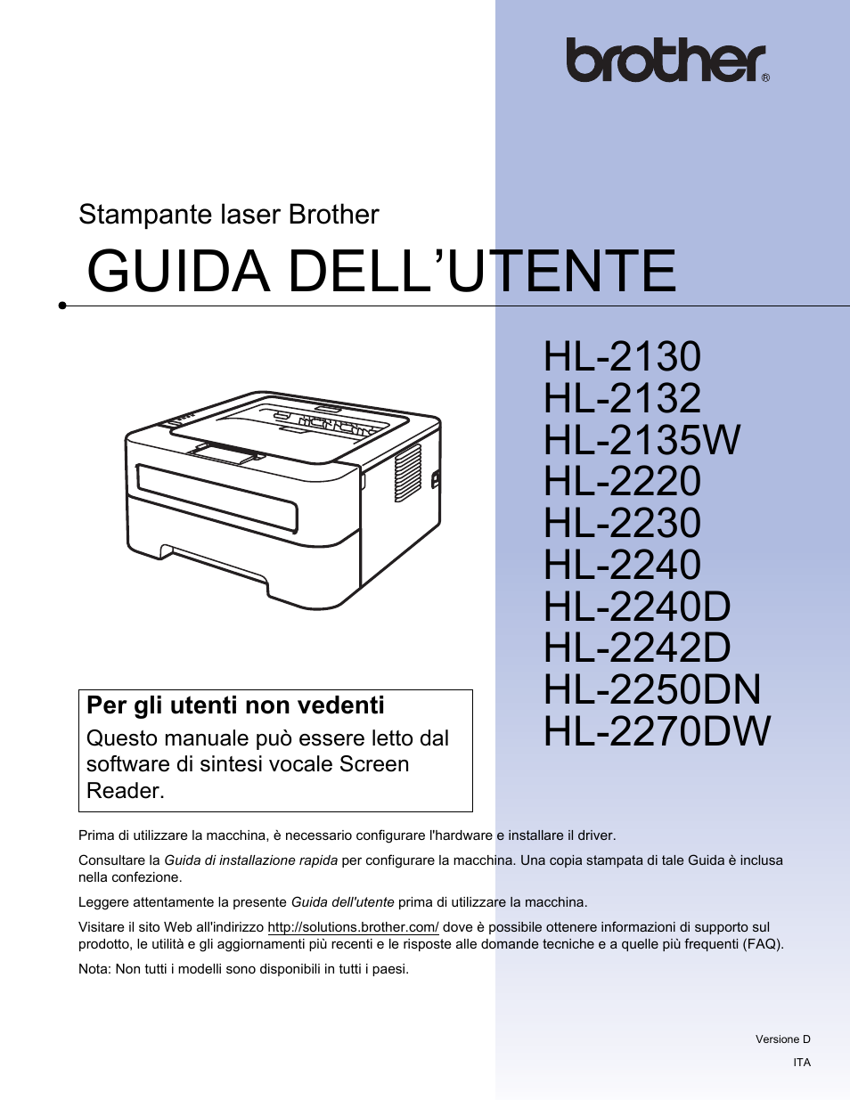 Brother HL 2270DW Manuale d'uso | Pagine: 151