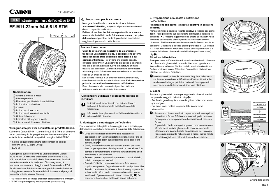 Canon EF-M 11-22mm f4-5.6 IS STM Manuale d'uso | Pagine: 2