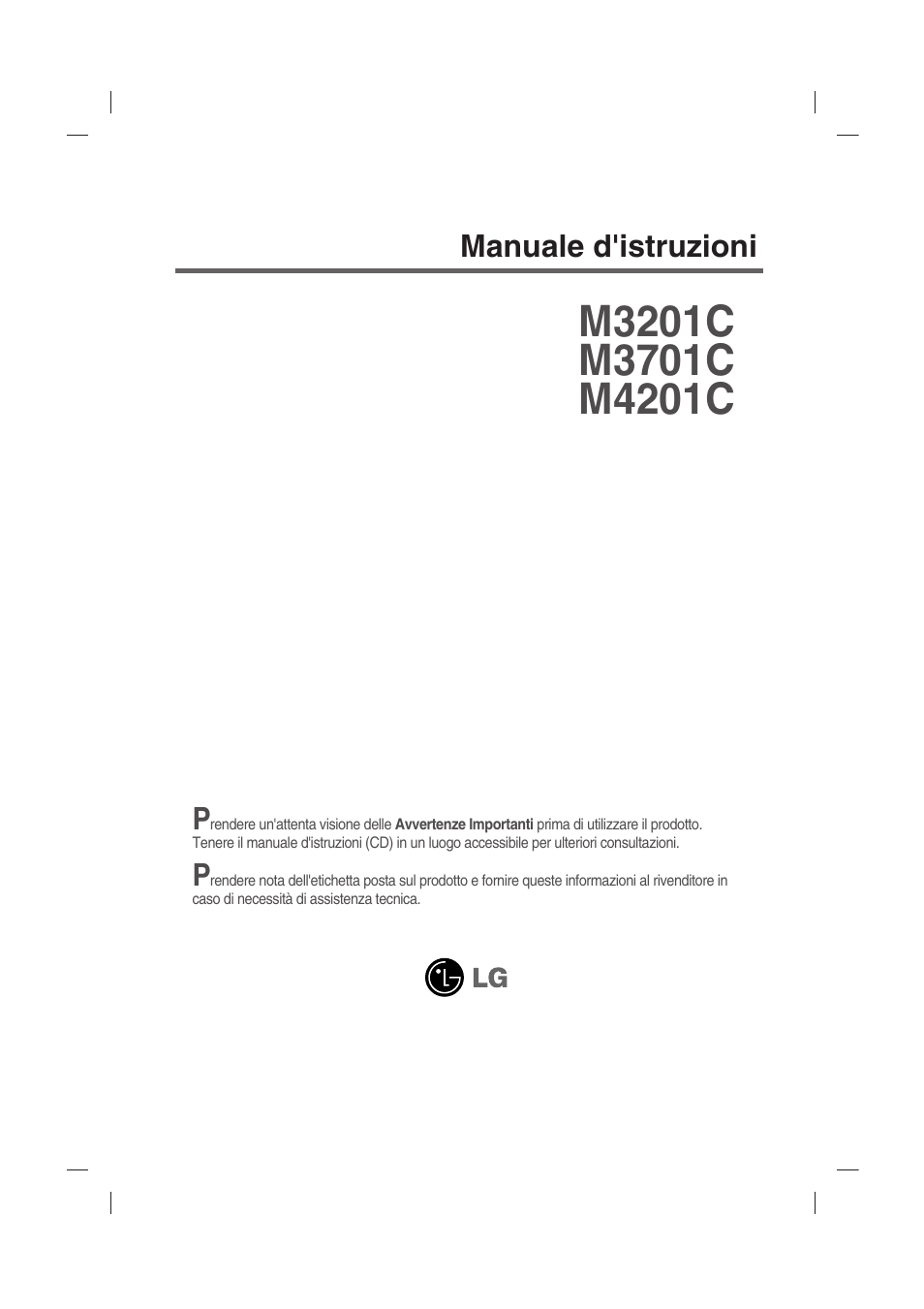 LG M3701C-BAF Manuale d'uso | Pagine: 60