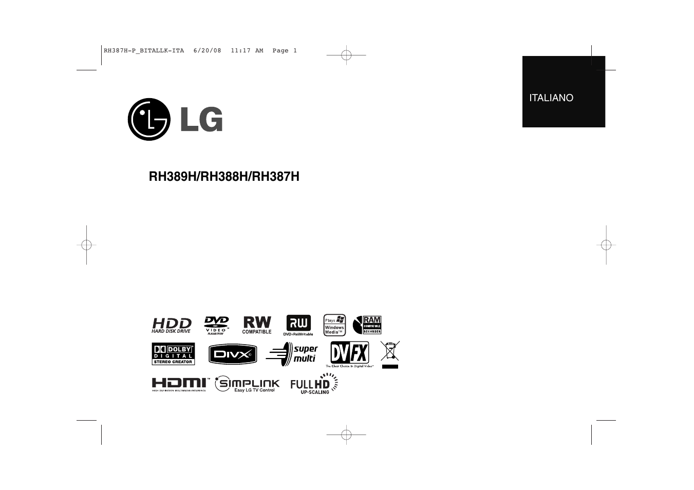 LG RH388H Manuale d'uso | Pagine: 36