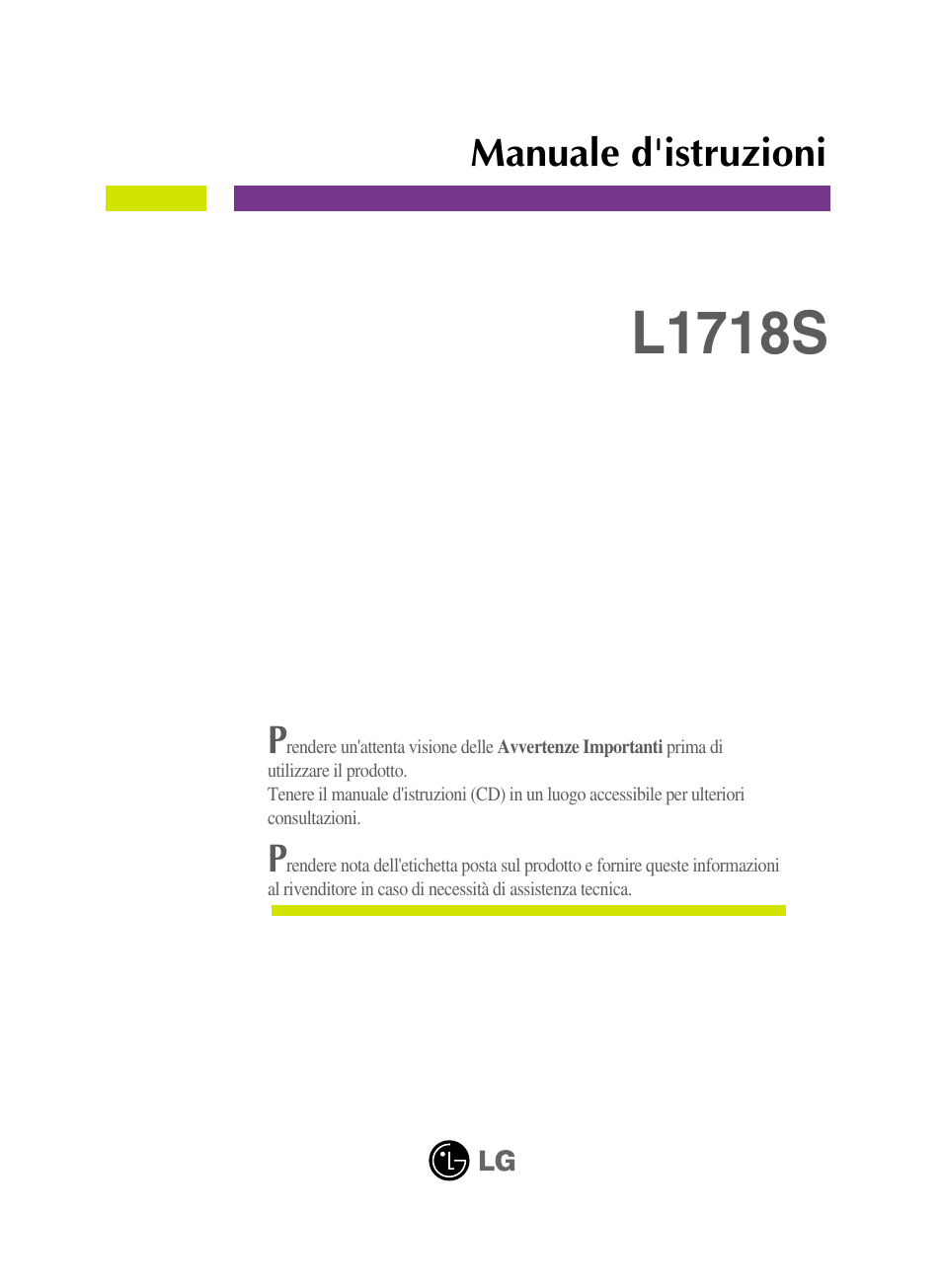 LG L1718S-SN Manuale d'uso | Pagine: 23