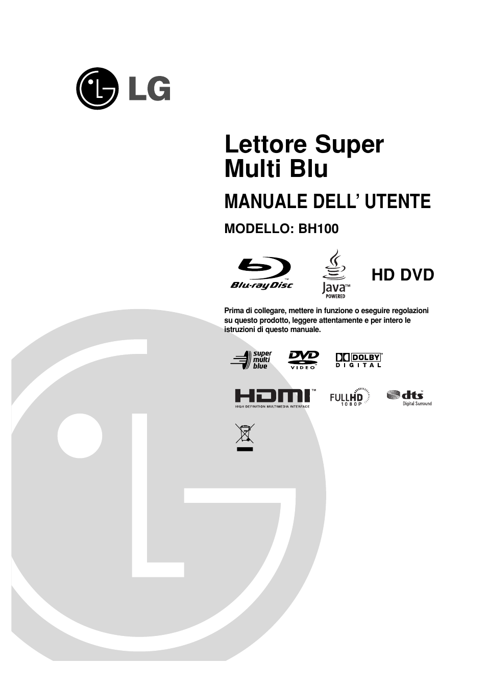 LG BH100 Manuale d'uso | Pagine: 30