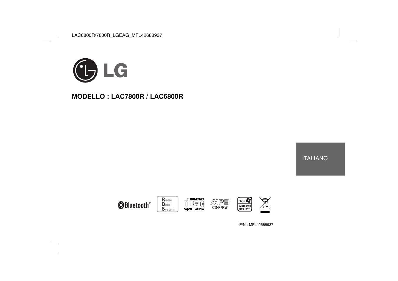 LG LAC7800R Manuale d'uso | Pagine: 20