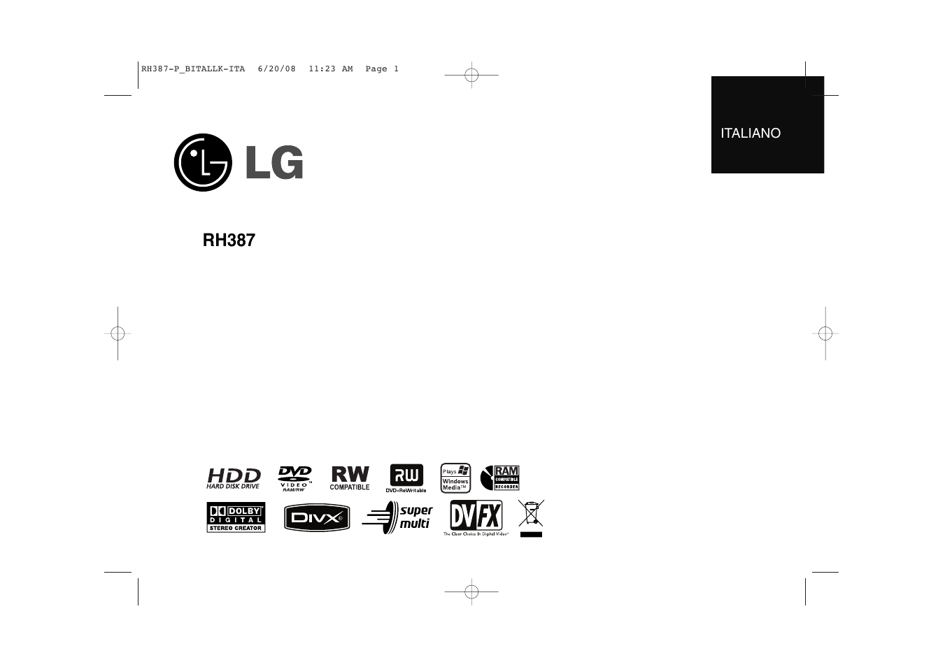 LG RH387 Manuale d'uso | Pagine: 36