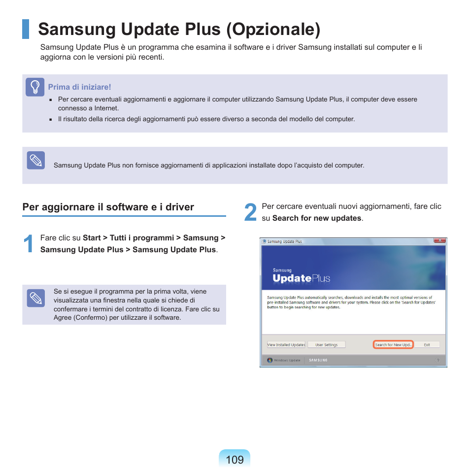 Samsung update plus (opzionale) | Samsung NP-R70 Manuale d'uso | Pagina 110 / 201