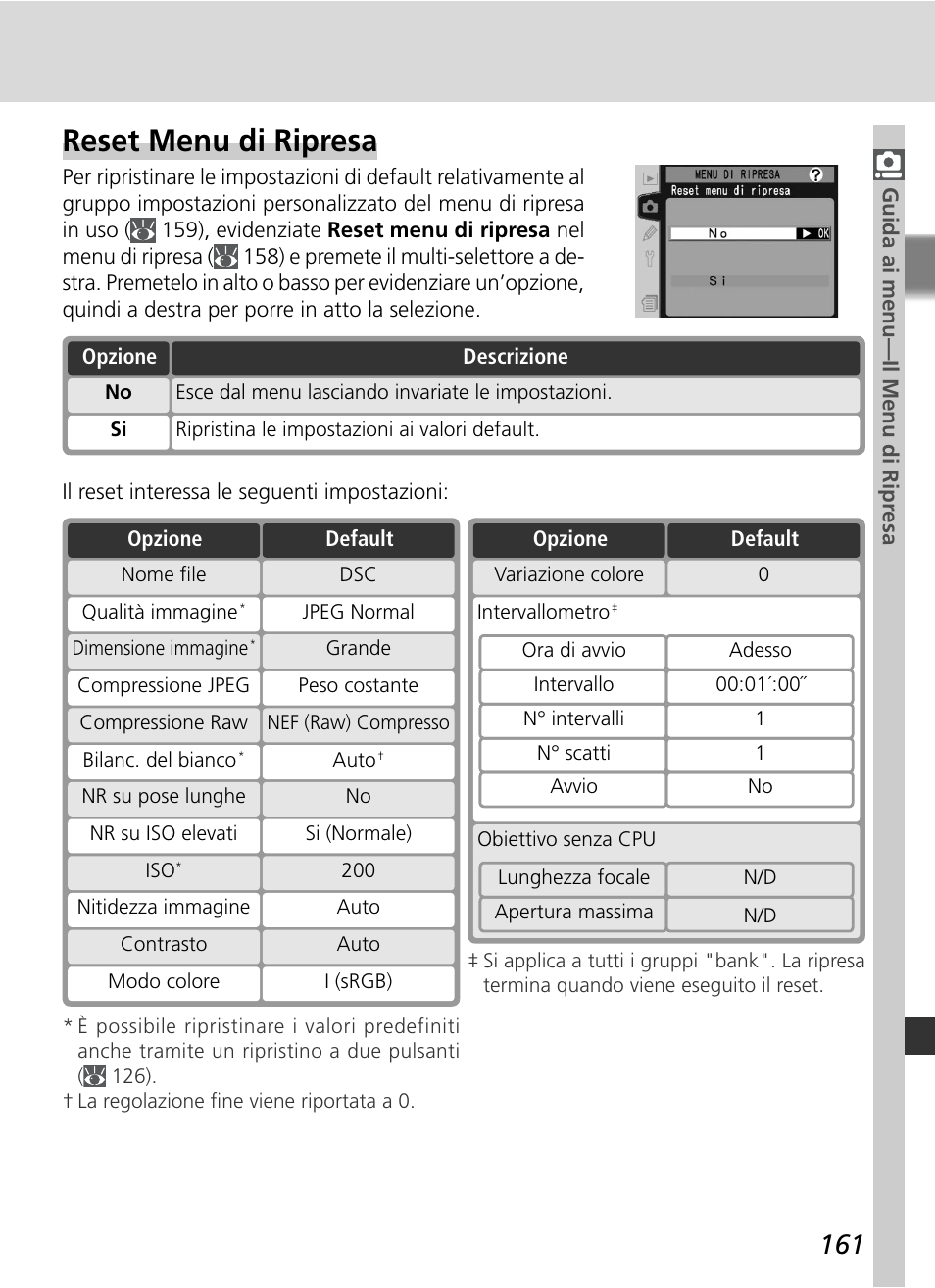 Reset menu di ripresa | Nikon D2HS Manuale d'uso | Pagina 175 / 271