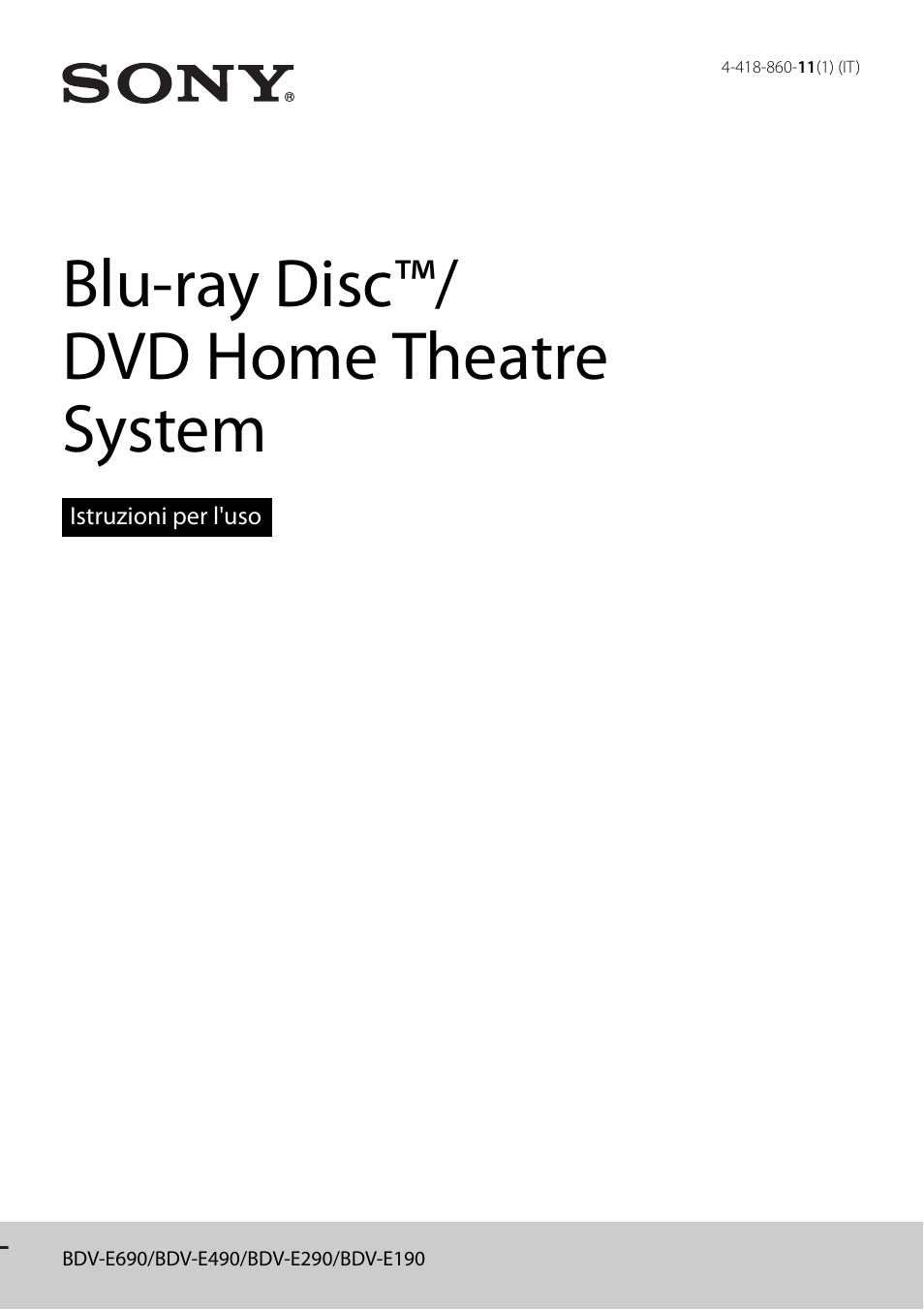 Sony BDV-E190 Manuale d'uso | Pagine: 60
