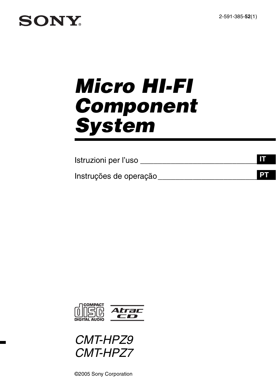 Sony CMT HPZ7 Manuale d'uso | Pagine: 80