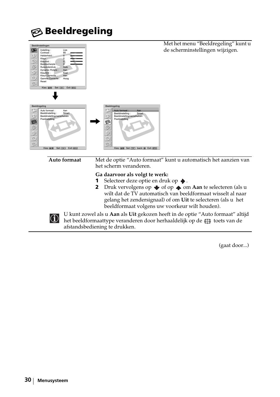 Beeldregeling, Gaat door...) | Sony KE-42MR1 Manuale d'uso | Pagina 106 / 302