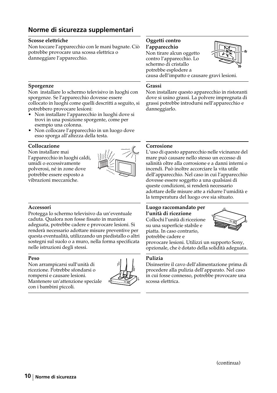 Norme di sicurezza supplementari | Sony KE-42MR1 Manuale d'uso | Pagina 11 / 302