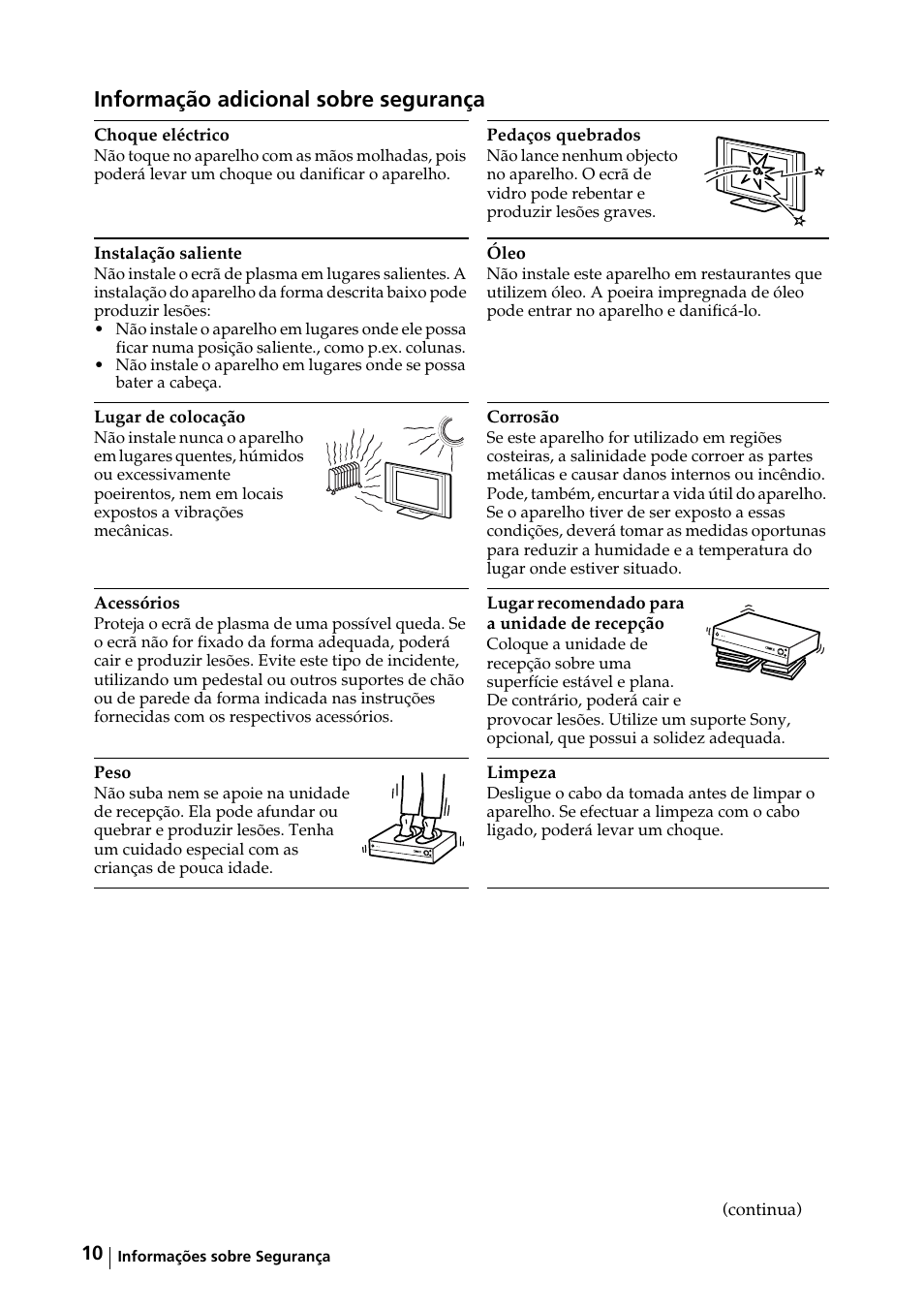Informação adicional sobre segurança | Sony KE-42MR1 Manuale d'uso | Pagina 161 / 302