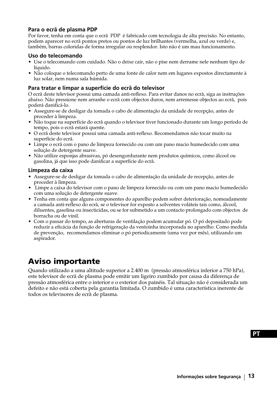Aviso importante | Sony KE-42MR1 Manuale d'uso | Pagina 164 / 302