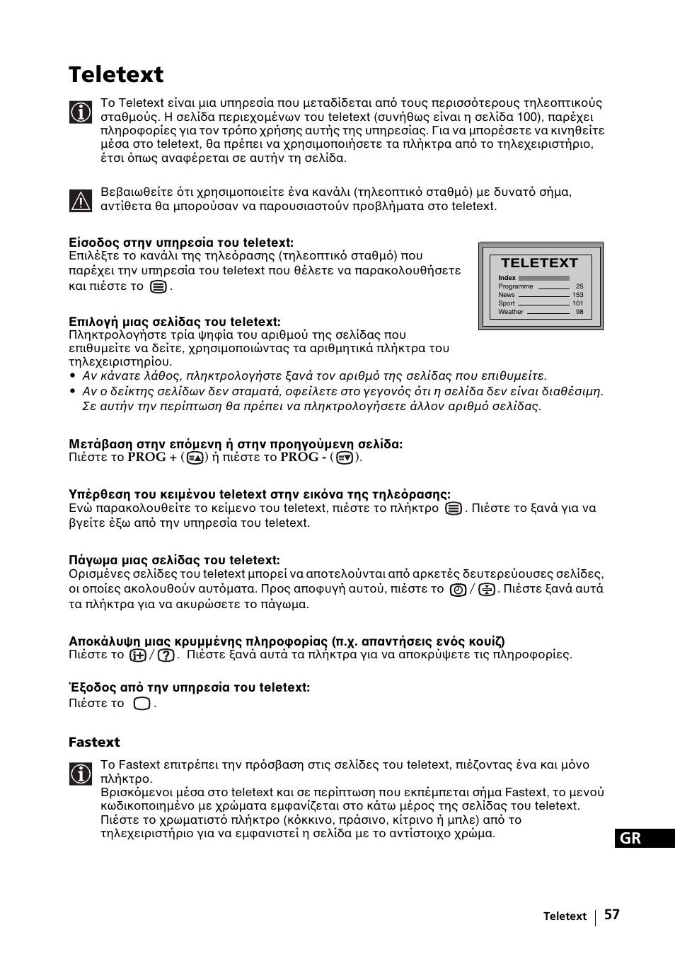 Teletext | Sony KE-42MR1 Manuale d'uso | Pagina 283 / 302