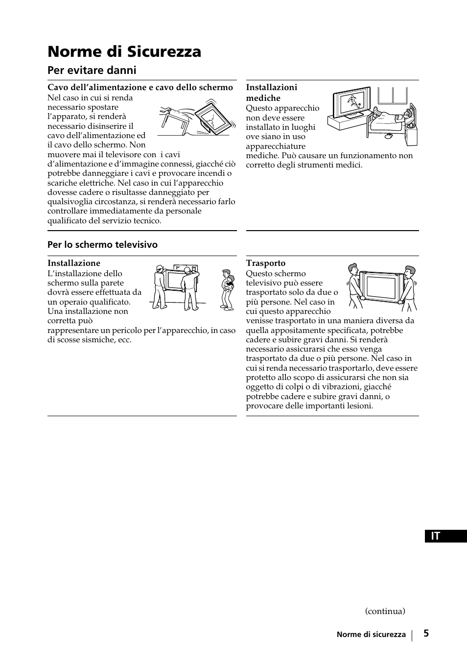 Norme di sicurezza | Sony KE-42MR1 Manuale d'uso | Pagina 6 / 302