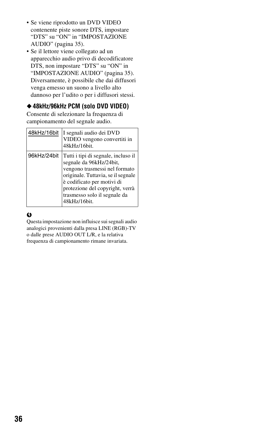 A 36 | Sony DVP-SR100 Manuale d'uso | Pagina 36 / 48