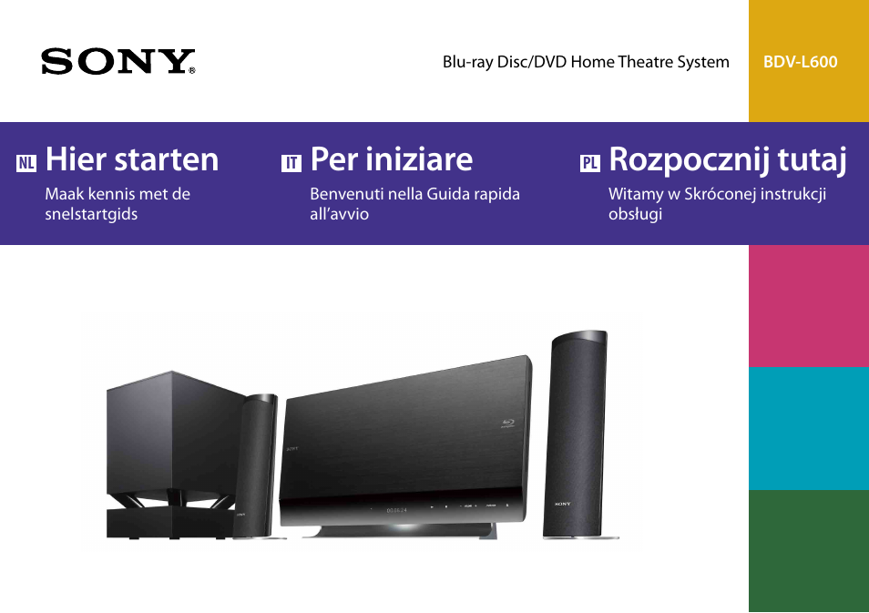Sony BDV-L600 Manuale d'uso | Pagine: 20