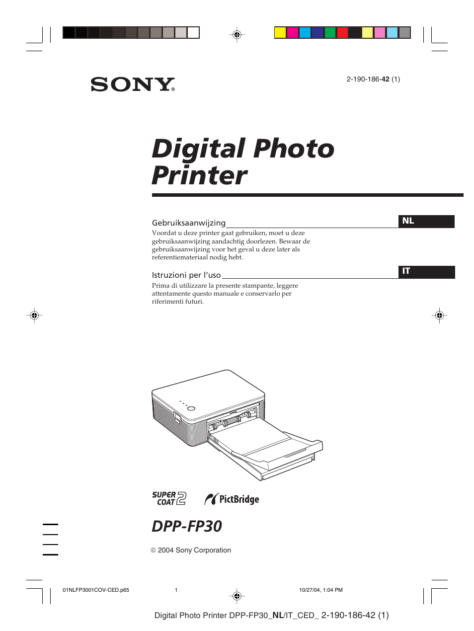 Sony DPP-FP30 Manuale d'uso | Pagine: 98
