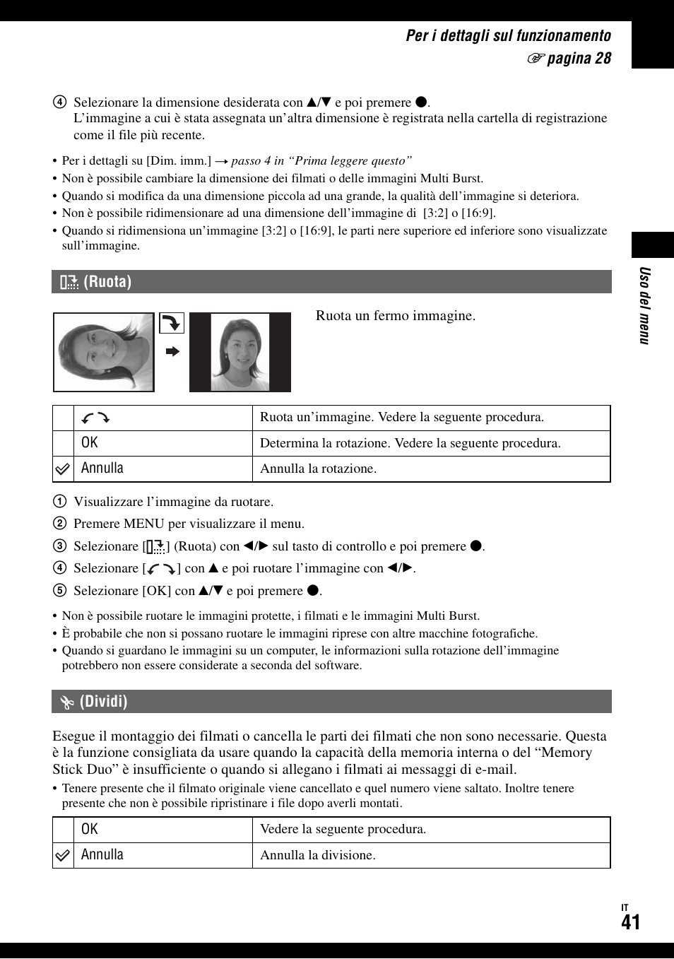 Ruota), Dividi) | Sony DSC-W50 Manuale d'uso | Pagina 147 / 215
