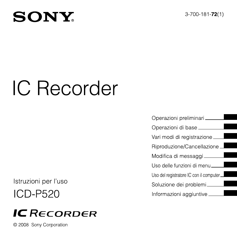 Sony ICD-P520 Manuale d'uso | Pagine: 56
