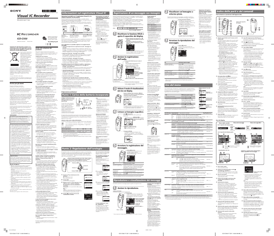 Sony ICD-CX50 Manuale d'uso | Pagine: 2
