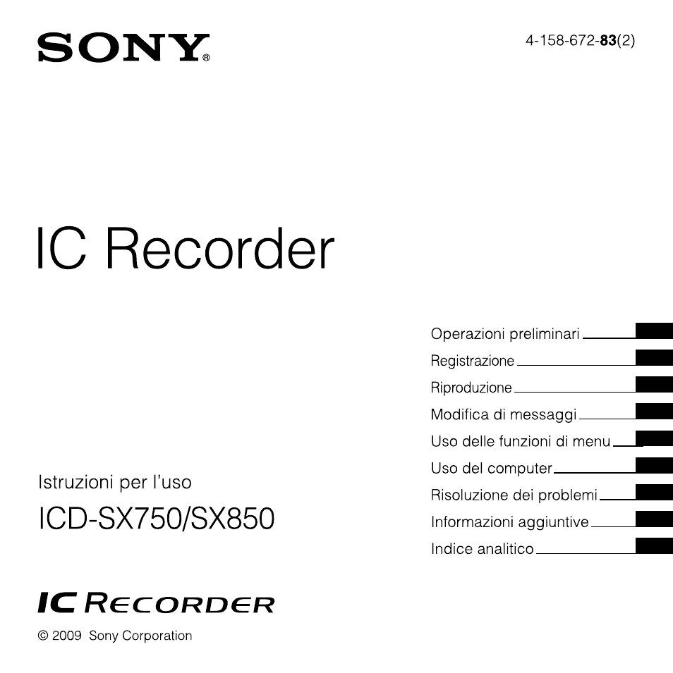 Sony ICD-SX750 Manuale d'uso | Pagine: 136