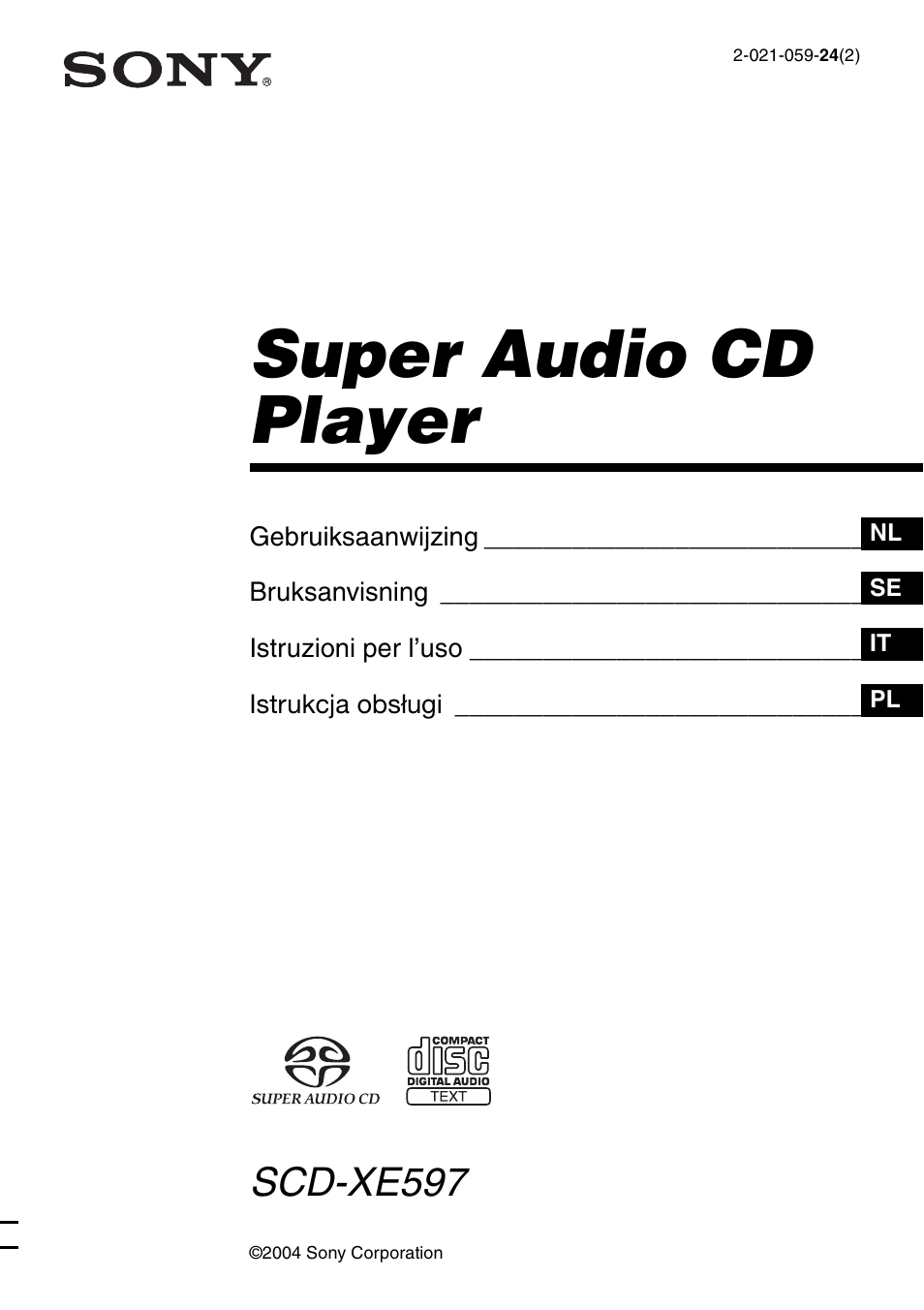 Sony SCD-XE597 Manuale d'uso | Pagine: 100