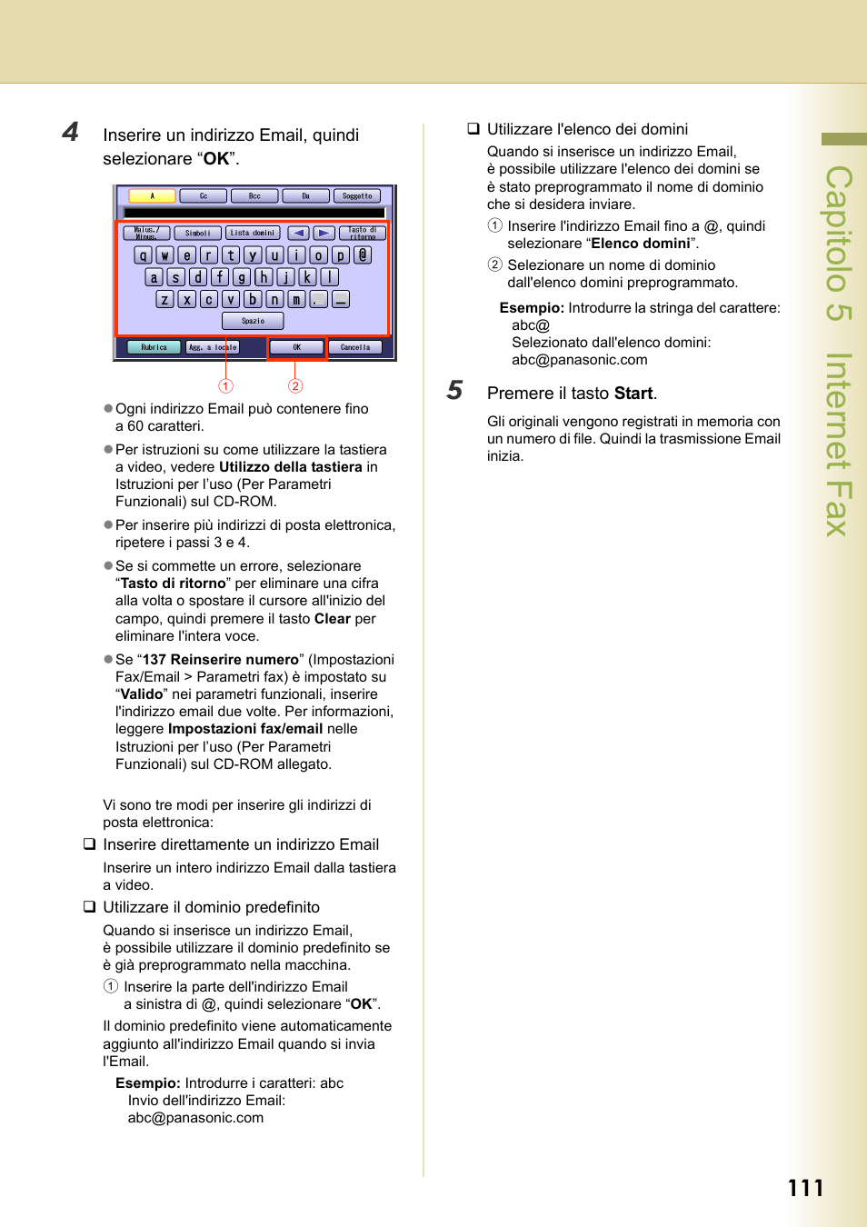 Capitolo 5 internet fax | Panasonic DPC306 Manuale d'uso | Pagina 111 / 226