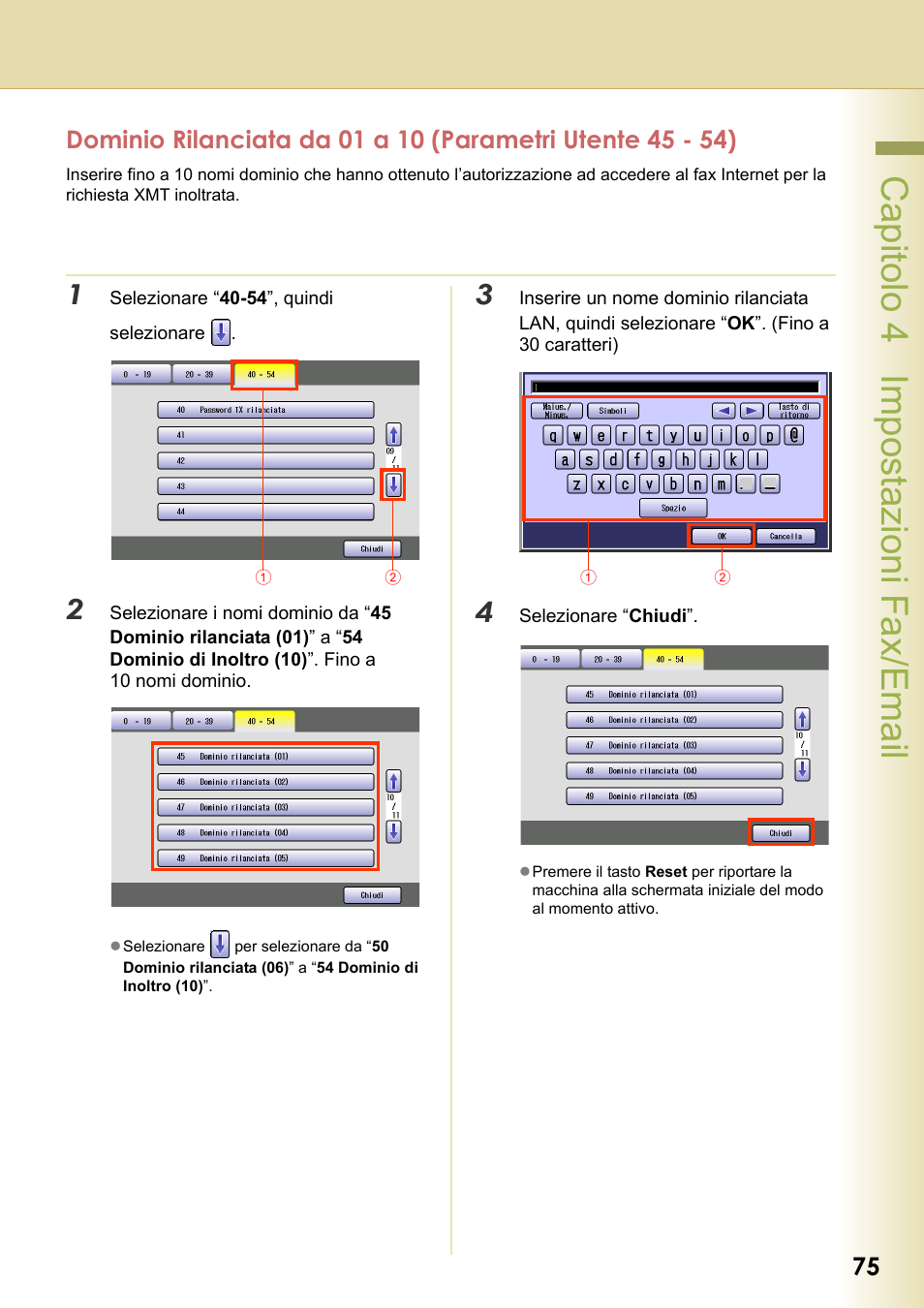 Capitolo 4 impostazioni fax/email | Panasonic DPC306 Manuale d'uso | Pagina 75 / 108
