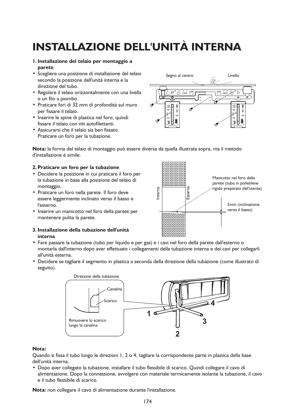Installazione dell'unità interna | Whirlpool AMD 054 Manuale d'uso | Pagina 21 / 25