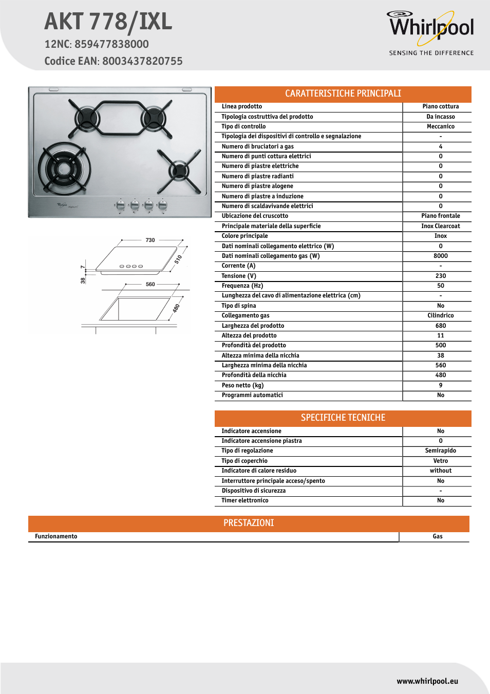 Whirlpool AKT 778-IXL Manuale d'uso | Pagine: 1