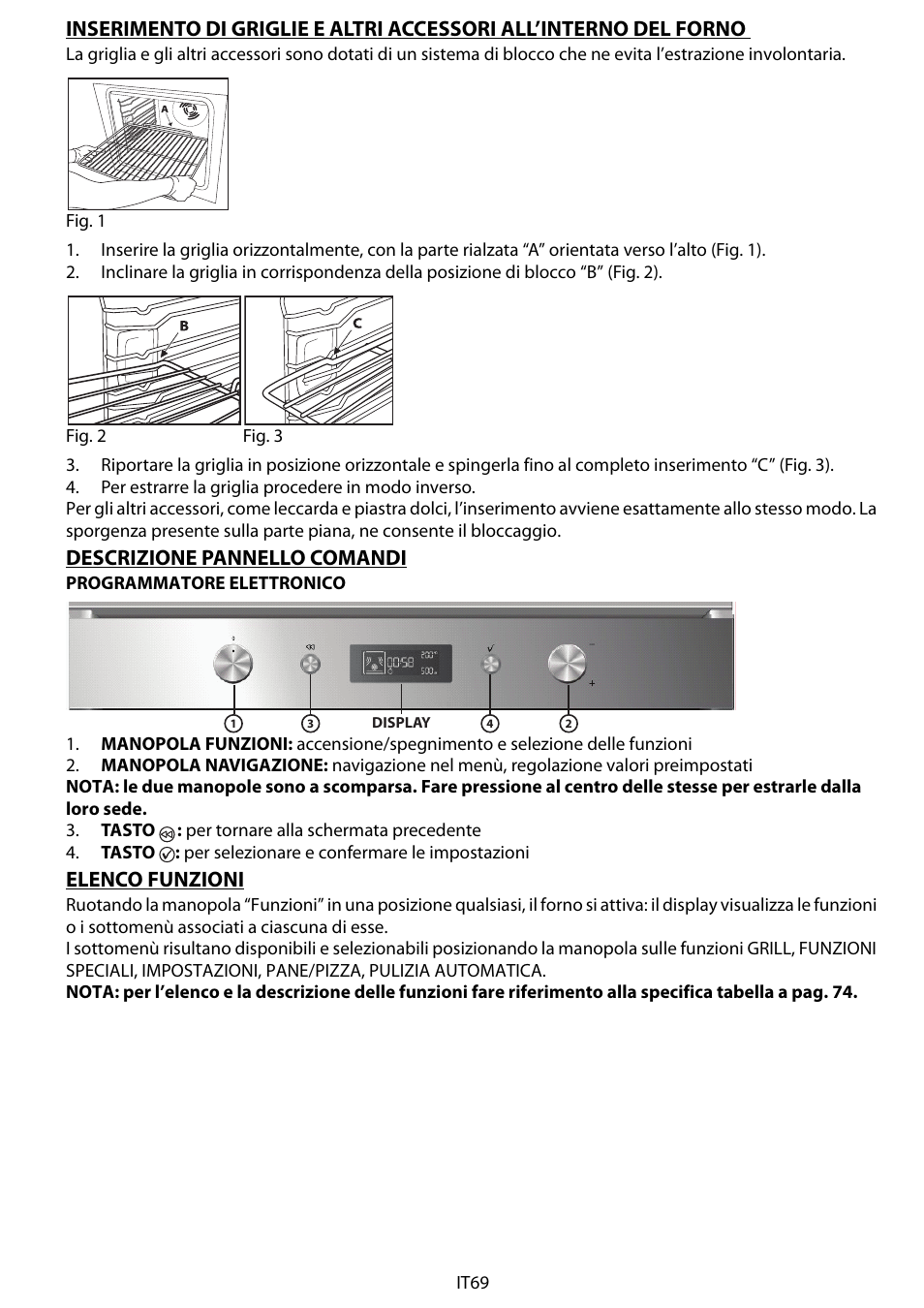 Descrizione pannello comandi, Elenco funzioni | Whirlpool AKZM 775-IXL Manuale d'uso | Pagina 9 / 20
