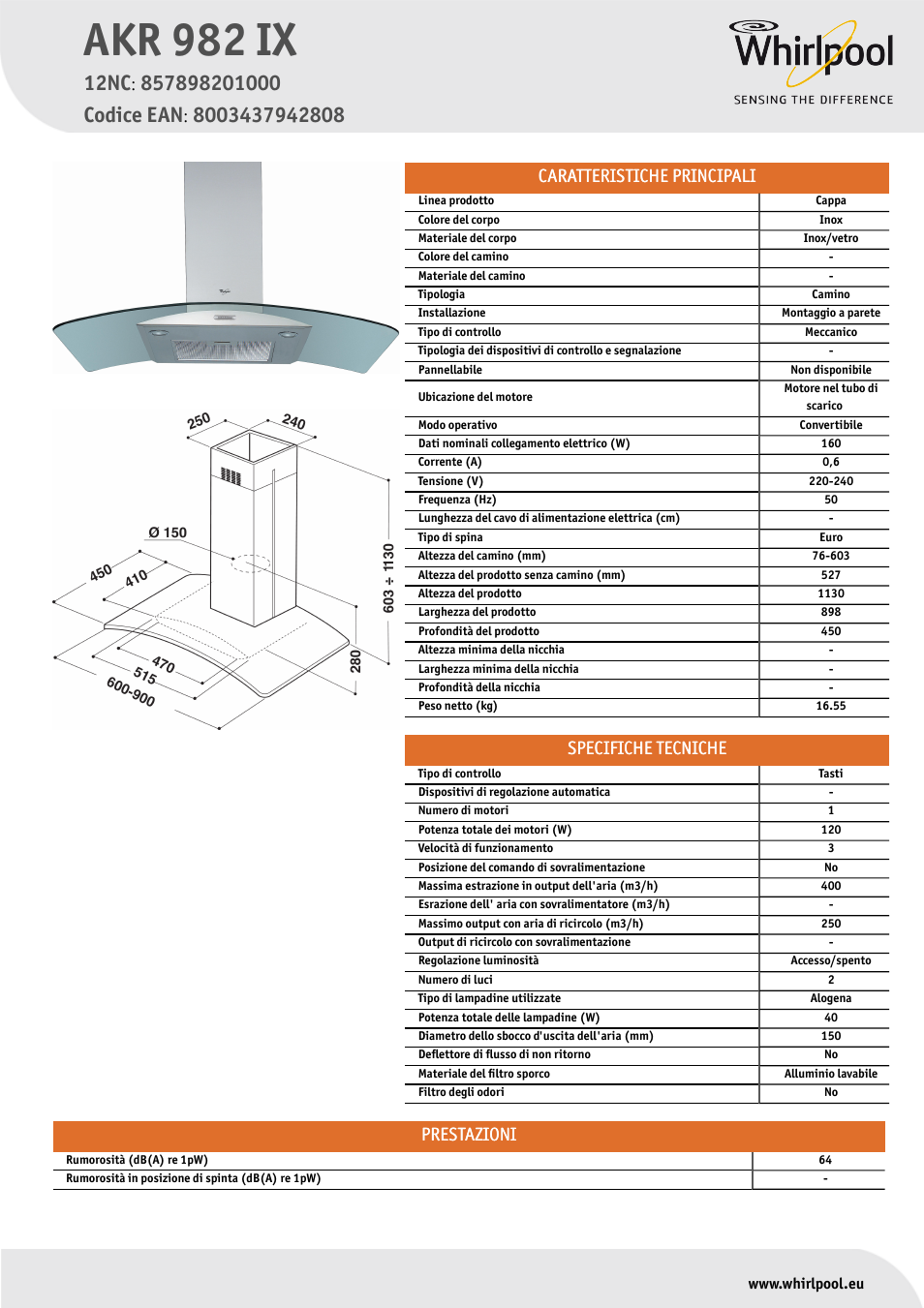 Whirlpool AKR 982 IX Manuale d'uso | Pagine: 1