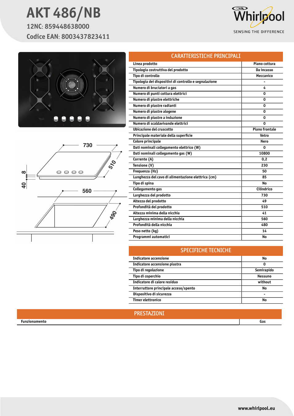 Whirlpool AKT 486-NB Manuale d'uso | Pagine: 1