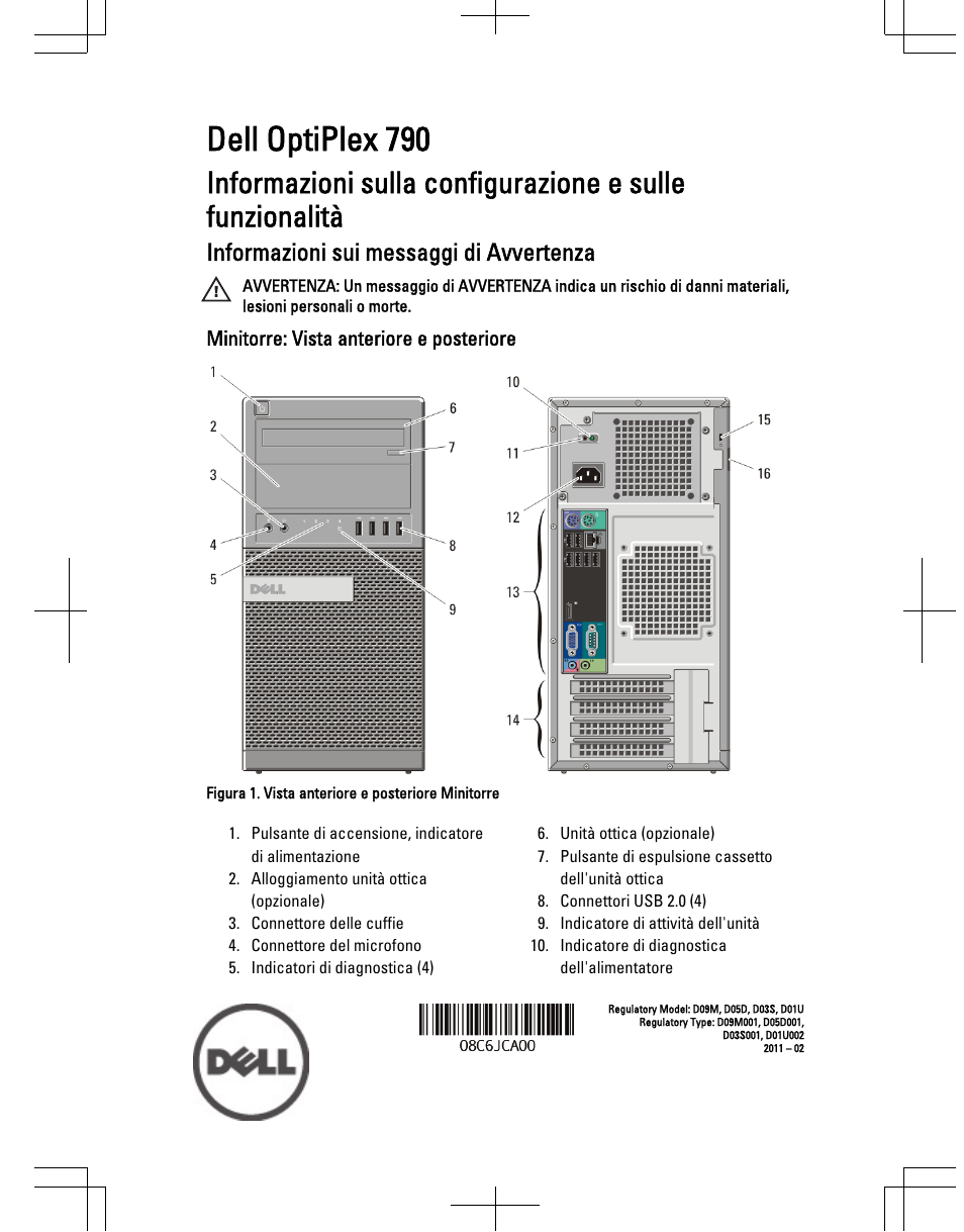 Dell OptiPlex 790 (Early 2011) Manuale d'uso | Pagine: 13