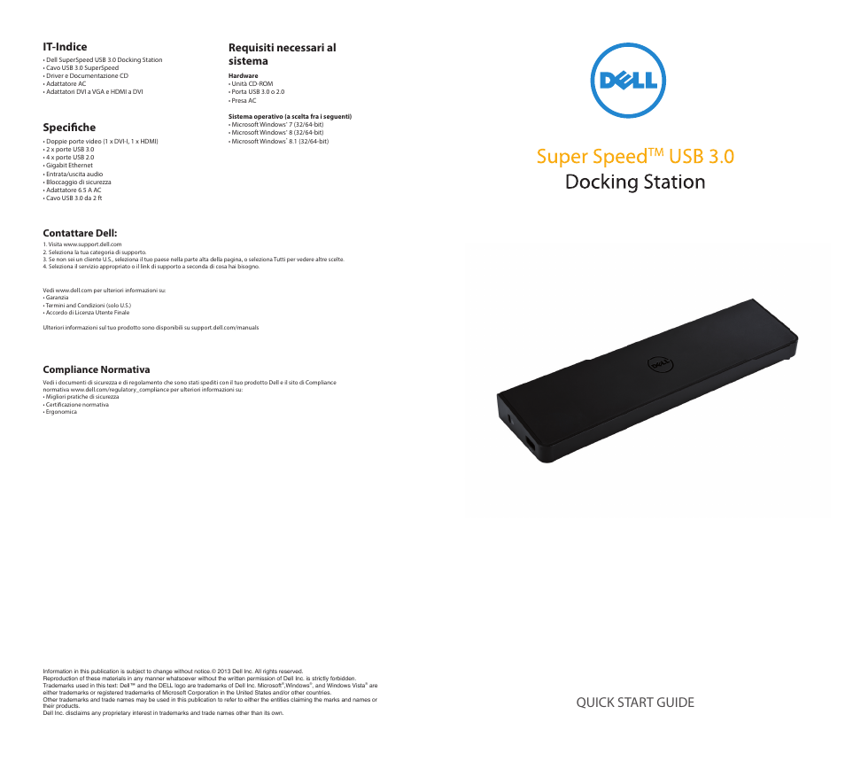 Dell SuperSpeed USB 3.0 Docking Station Manuale d'uso | Pagine: 2