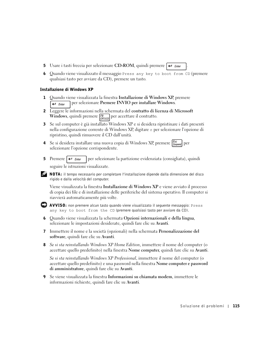 Dell Inspiron 8600 Manuale d'uso | Pagina 115 / 166