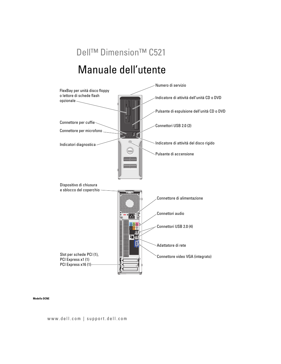 Dell Dimension C521 Manuale d'uso | Pagine: 154
