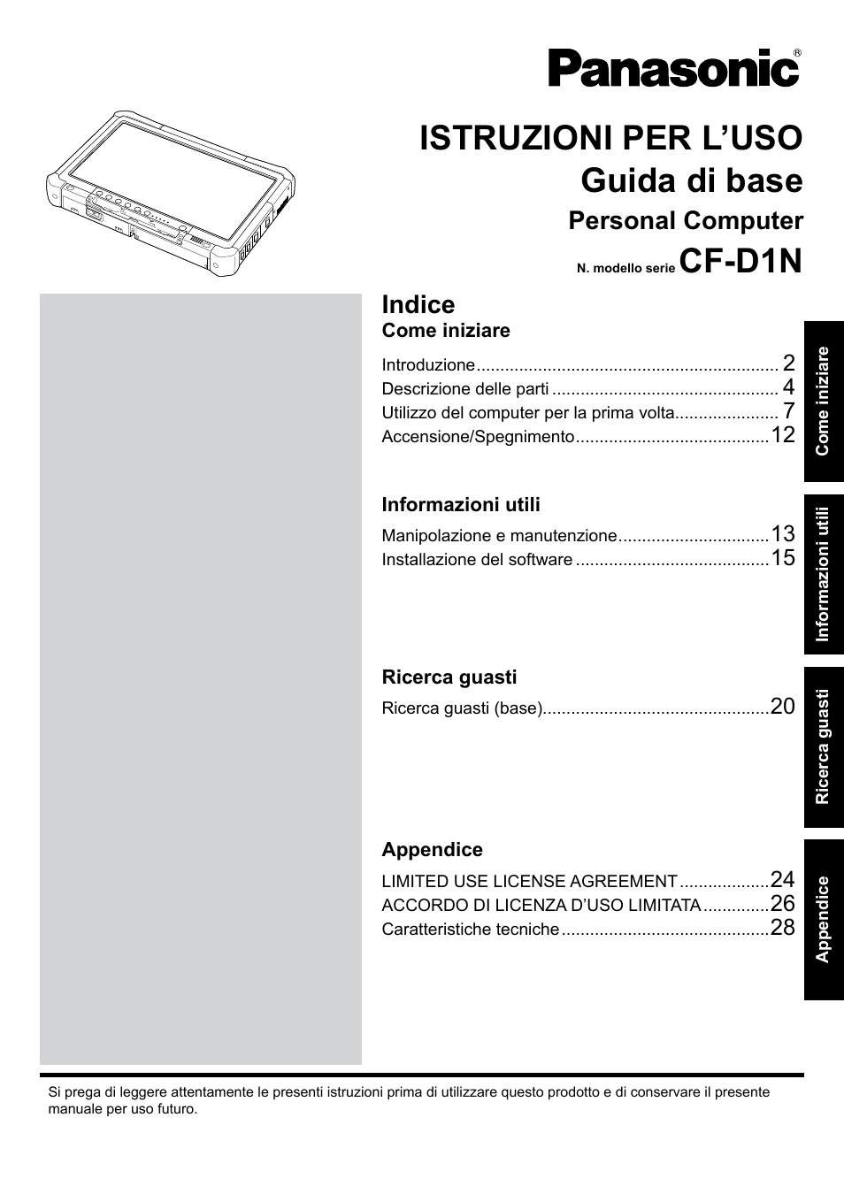 Panasonic Toughbook CF-D1 Manuale d'uso | Pagine: 31