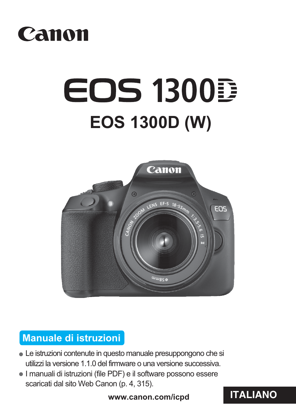 Canon EOS 1300D Manuale d'uso | Pagine: 326