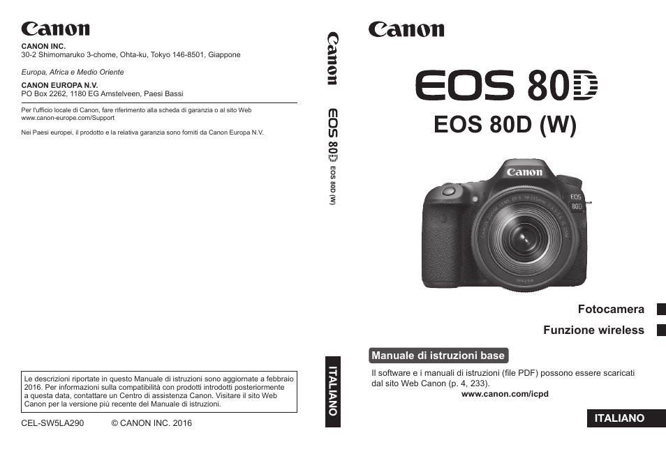 Canon EOS 80D Manuale d'uso | Pagine: 308