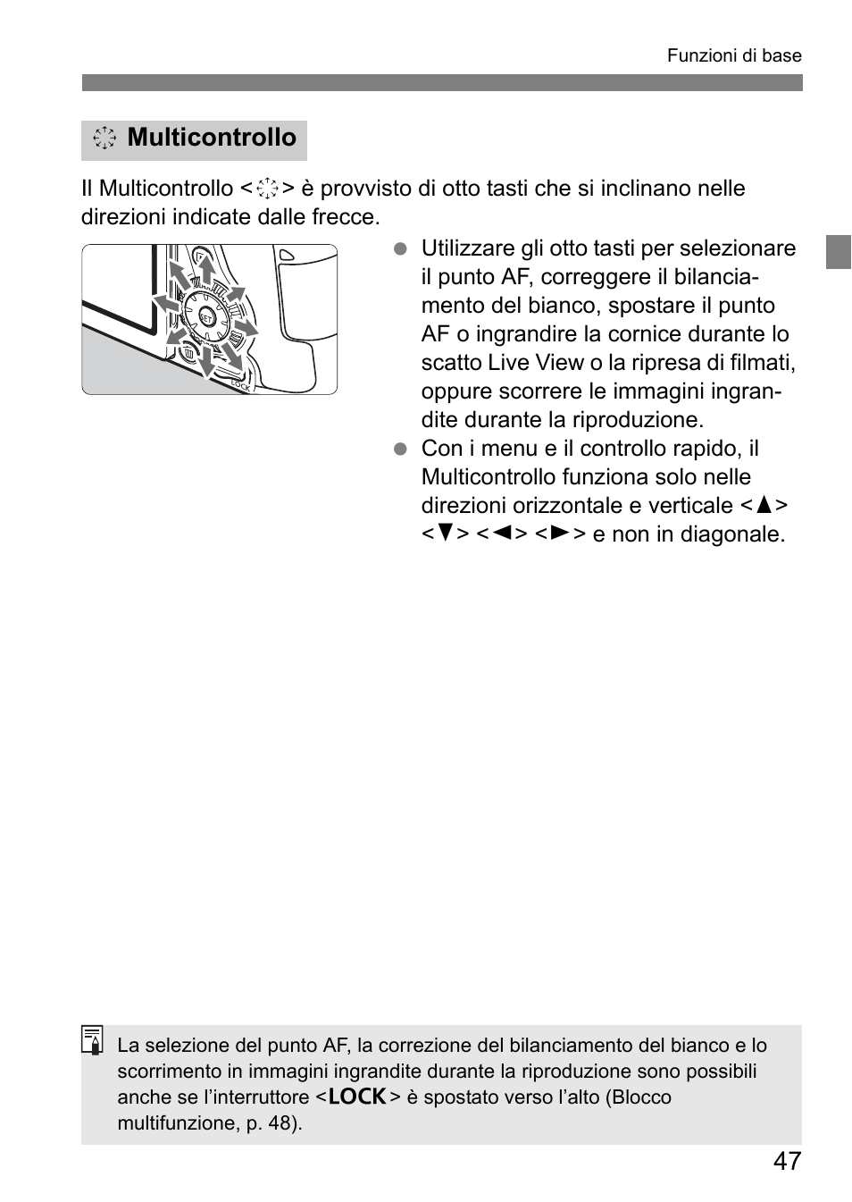Multicontrollo | Canon EOS 80D Manuale d'uso | Pagina 49 / 308