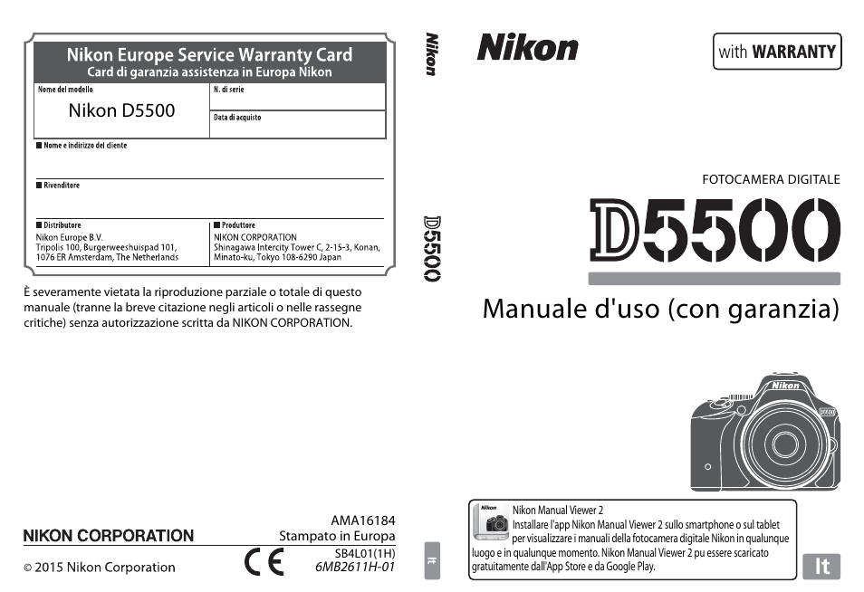 Nikon D5500 Manuale d'uso | Pagine: 160