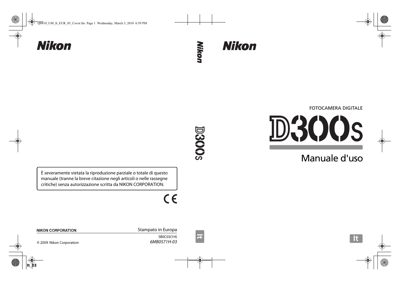 Fotocamera Nikon D300S Stampato completamente manuale di istruzioni guida utente 432 pagine A4 