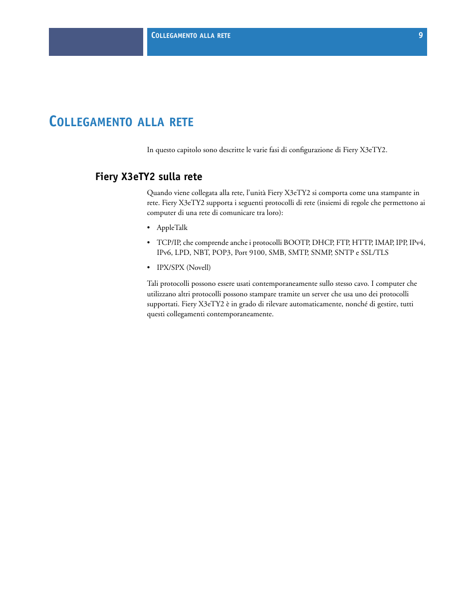 Collegamento alla rete, Fieryx3ety2 sulla rete, Ollegamento | Alla, Rete, Fiery x3ety2 sulla rete | Konica Minolta bizhub PRO C6500P Manuale d'uso | Pagina 9 / 54
