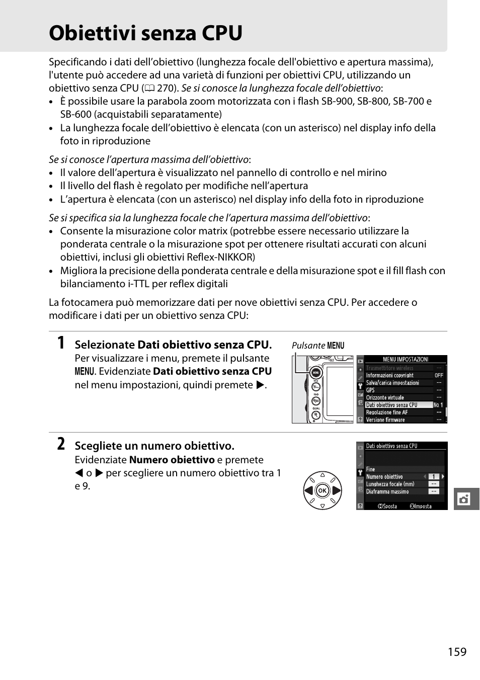 Obiettivi senza cpu | Nikon D7000 Manuale d'uso | Pagina 179 / 348