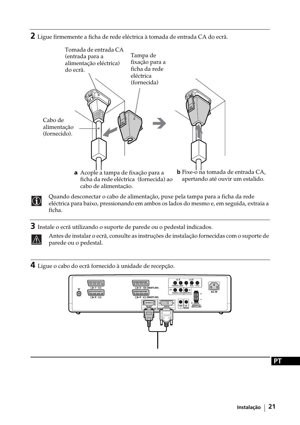 Instalação | Sony KE-42MR1 Manuale d'uso | Pagina 172 / 302