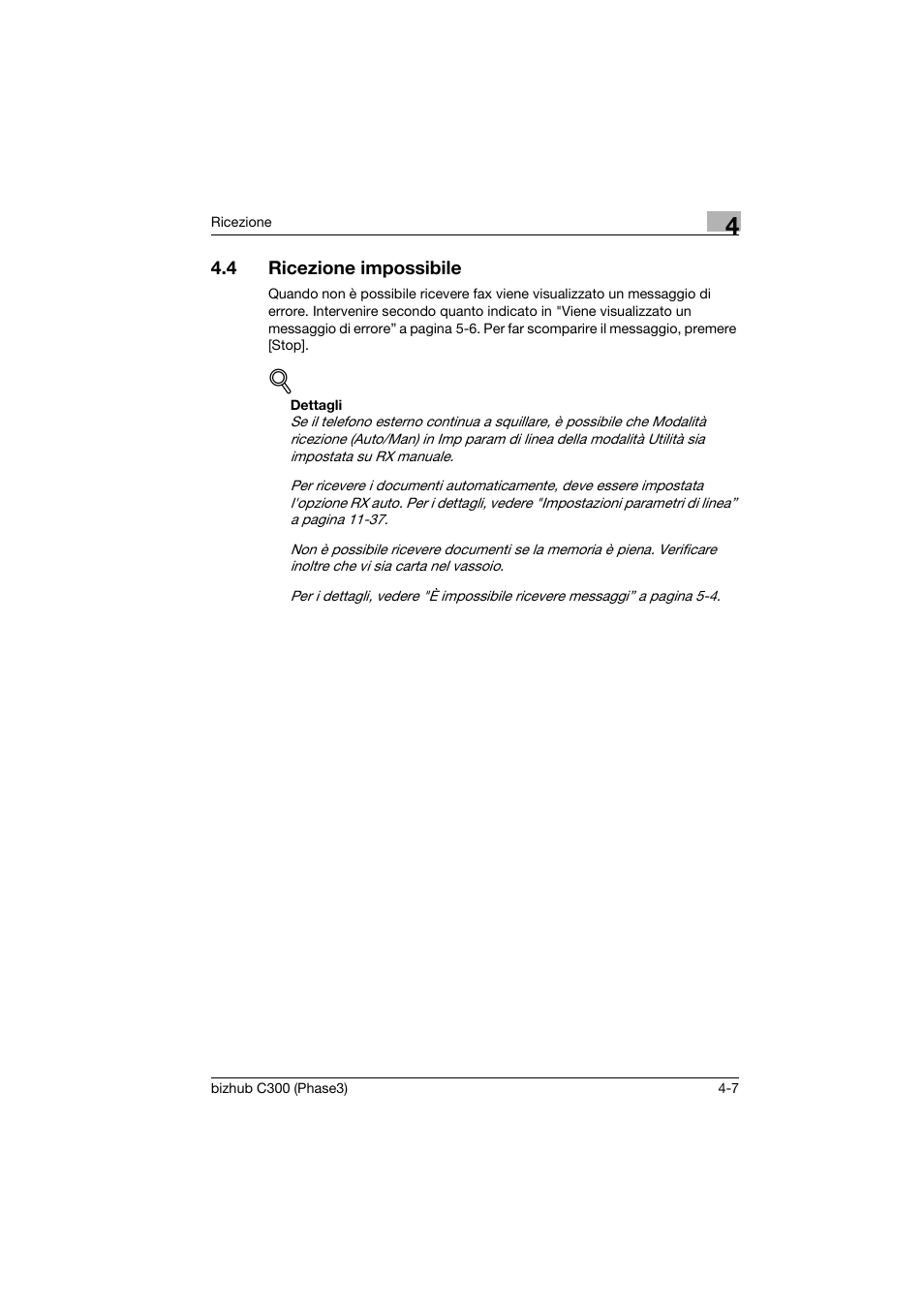 4 ricezione impossibile, Ricezione impossibile -7 | Konica Minolta bizhub C353CS Manuale d'uso | Pagina 139 / 534