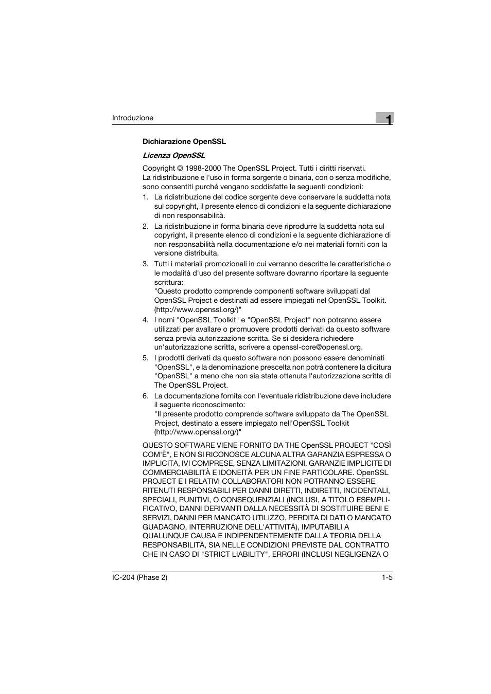 Dichiarazione openssl, Dichiarazione openssl -5 | Konica Minolta IC-204 Manuale d'uso | Pagina 19 / 462